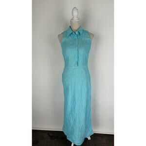Willi Smith Womens Blue Sleeveless Maxi Dress Collared Half Button Front Size 4